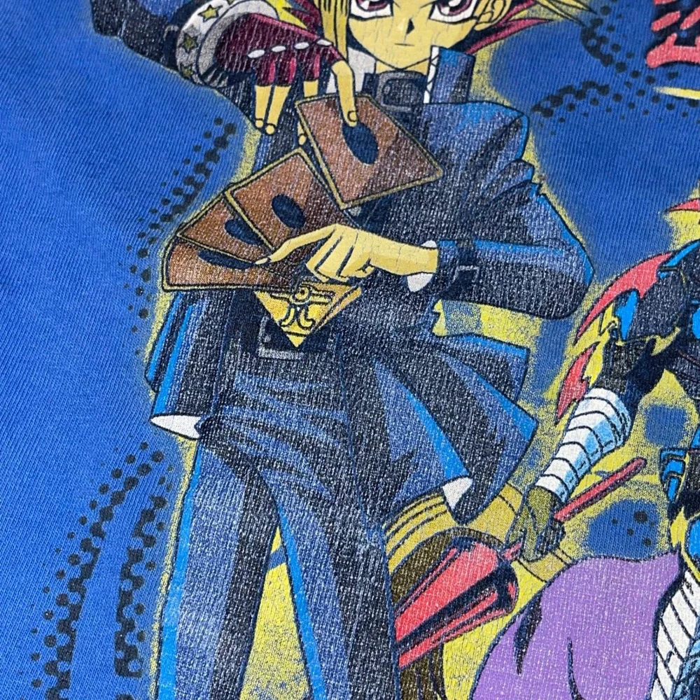 Vintage Yu-Gi-Oh King of Games Graphic T-Shirt Kids Blue Yugi Gaia Anime Tee